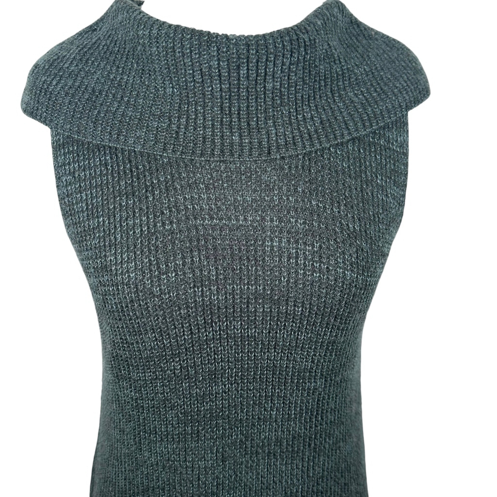 ii Sisters Green marled knit Sweater Dress Tunic Cowl Neck Chic One Size OS - Picture 3 of 9
